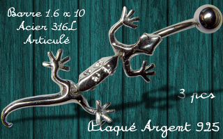 banane lezard articule- barre acier 316 - lezard plaque argent