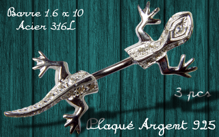 banane lezard - barre acier 316 - lezard plaque argent