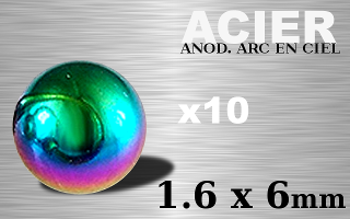 Boule Acier 316 anodise Arc en ciel 1.6 x 6