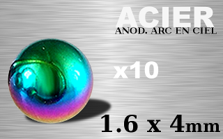 Boule Acier 316 anodise Arc en ciel 1.6 x 4