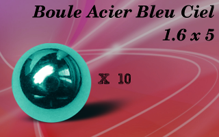 Boule Acier 316 anodise Bleu Ciel 1.6 x 5