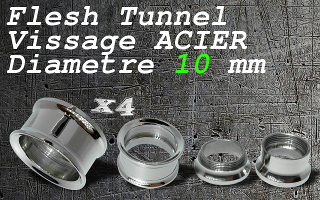 flesh tunnel acier 10 mm vissable