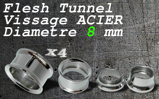 flesh tunnel acier 8 mm vissable