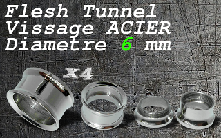 flesh tunnel acier 6 mm vissable