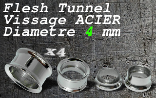 flesh tunnel acier 4 mm vissable