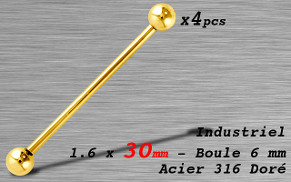 industriel 1.6 x 30 mm - Acier dore - boules 6 mm