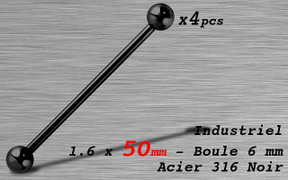 industriel 1.6 x 50 mm - Acier Noir - boules 6 mm