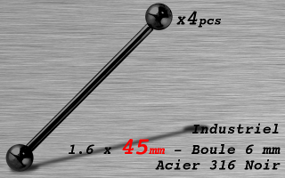 industriel 1.6 x 45 mm - Acier Noir - boules 6 mm