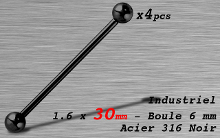 industriel 1.6 x 30 mm - Acier Noir - boules 6 mm