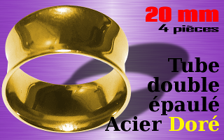 Lot de 4 Tube double epaule acier Dore 20 mm