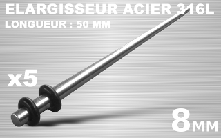 lot de 5 elargisseur acier - 50 mm de long - calibre : 8 mm