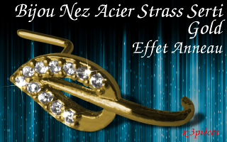 Lot de 3 Bijoux de nez effet anneau acier - bijoux Plaque Or strass sertis