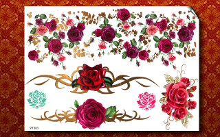 3 Planches de tattoo temporaires metalisees adhesives