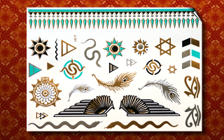 3 Planches de tattoo temporaires metalisees adhesives