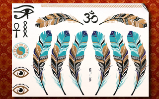 3 Planches de tattoo temporaires metalisees adhesives