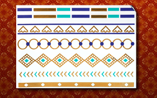 3 Planches de tattoo temporaires metalisees adhesives
