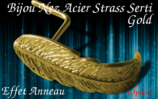 Lot de 3 Bijoux de nez effet anneau acier - plume -bijoux dore