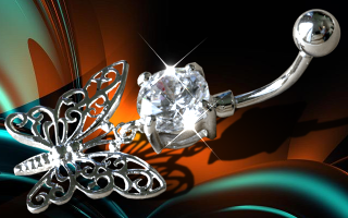 Lot de 3 bananes acier + rodium - zircon cristal serti - 1.6 x 10