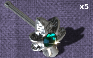Lot de 5 bijoux de nez acier- logo fantaisie - 0.6 x 8 mm
