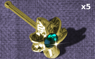 Lot de 5 bijoux de nez acier doré- logo fantaisie - 0.6 x 8 mm