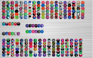 Boule 1.2 x 4 - 6 couleurs par design - 41 design - 2 pieces par couleurs - 492 pieces