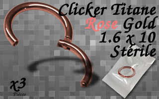 3 clickers steriles en titane Doré Rose 1.6 x 10