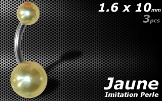 lot de 3 bananes acier imitation perle Jaune-1.6x10 - boule 5 et 8 mm
