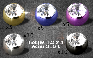 boules Acier 1.2 x 3 avec strass