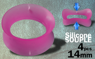 Lot de 4 flesh tub silicone rose 14 mm