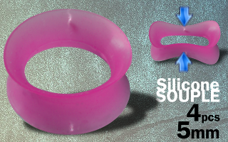 Lot de 4 flesh tub silicone rose 5 mm