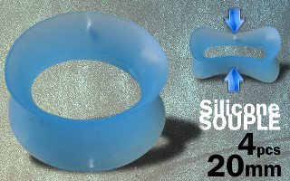 Lot de 4 flesh tub silicone bleu 20 mm