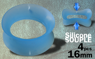 Lot de 4 flesh tub silicone bleu 16 mm