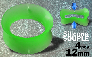 Lot de 4 flesh tub silicone vert 12 mm