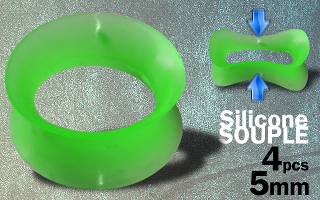 Lot de 4 flesh tub silicone vert 5 mm