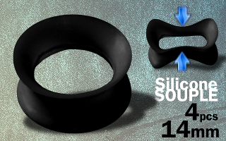 Lot de 4 flesh tub silicone noir 14 mm