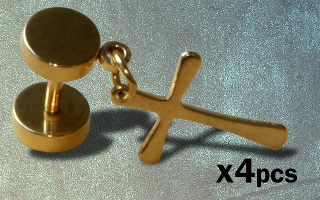 Lot de 4 faux elargisseurs crucifix acier Doré