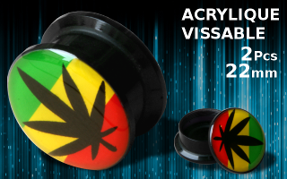 Plug vissable acrylique cannabis 22 mm