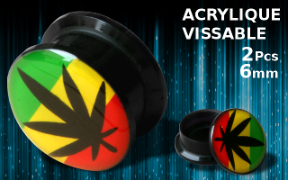 Plug vissable acrylique cannabis 6 mm