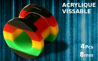 Tunnel Acrylique rasta vissable 8 mm