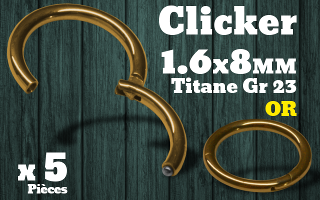 clicker titane grade 23 dore 1.6 x 8