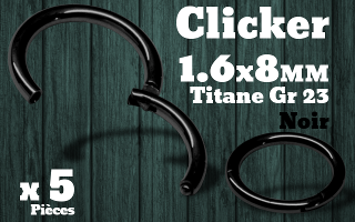 clicker titane grade 23 1.6 x 8 Noir