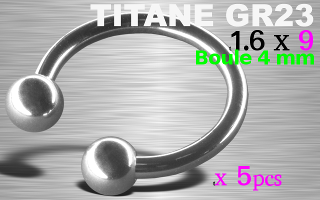 Lot de 5 circulaire 1.6 x 9 - boule 4 mm - TITANE