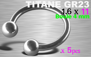 Lot de 5 circulaire 1.6 x 11 - boule 4 mm - TITANE