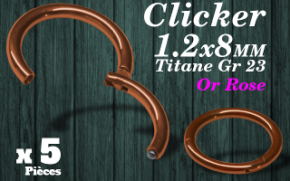 Lot de 5 clicker titane or ROSE 1.2 x 8