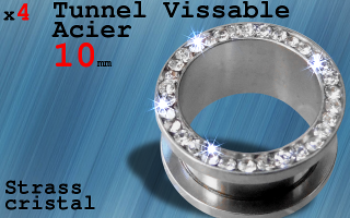 Tunnel acier 10 mm vissable - multi strass