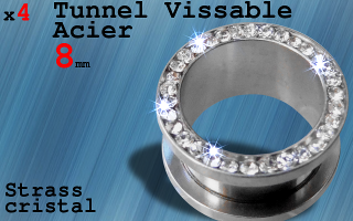 Tunnel acier 8 mm vissable - multi strass