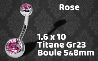 banane titane 1.6 x 10 boules 5&8 mm - double strass rose serti