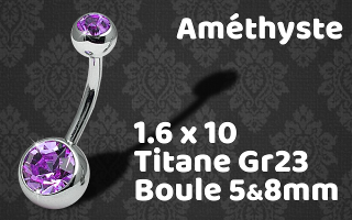 banane titane 1.6 x 10 boules 5&8 mm - double strass amethyste serti