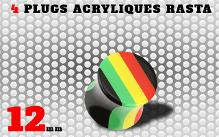 Plugs acrylique rasta 12 mm