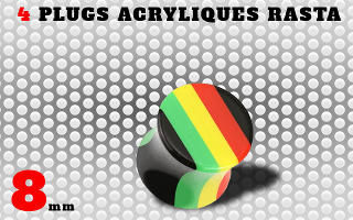Plugs acrylique rasta 8 mm